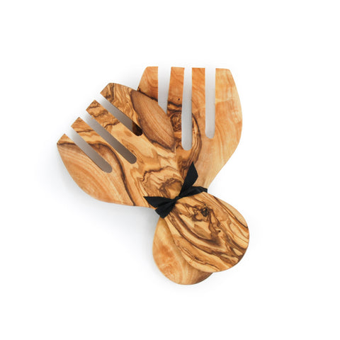 Olive Wood Salad Hands Set, 20cm