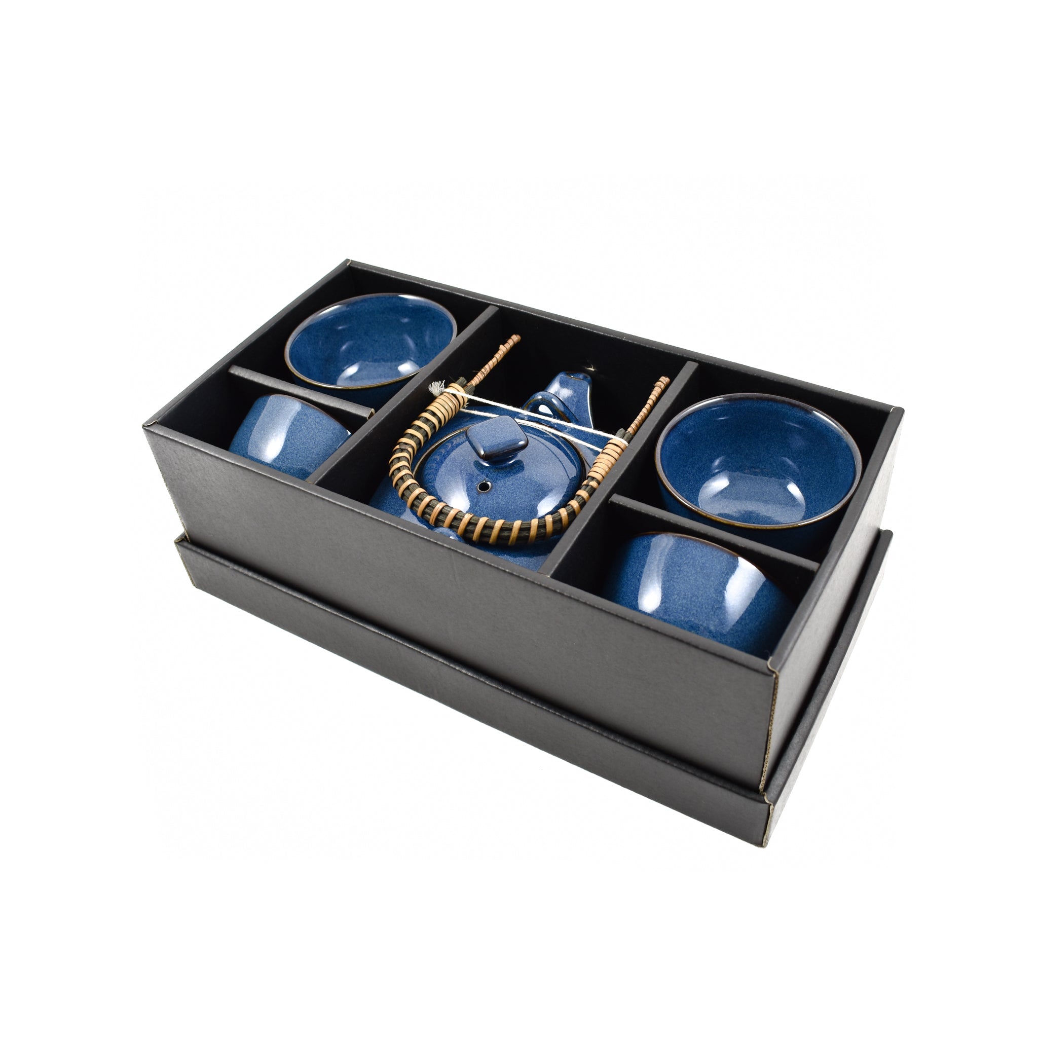 Kiji Stoneware & Ceramics Rich Blue Japanese Tea Set for Four Tableware Japanese Tableware Japanese Food