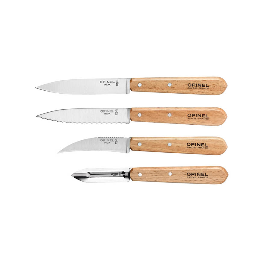 Opinel Essential Beech Handle Kitchen Knives - Set of 4 Cookware Kitchen Knives French Food