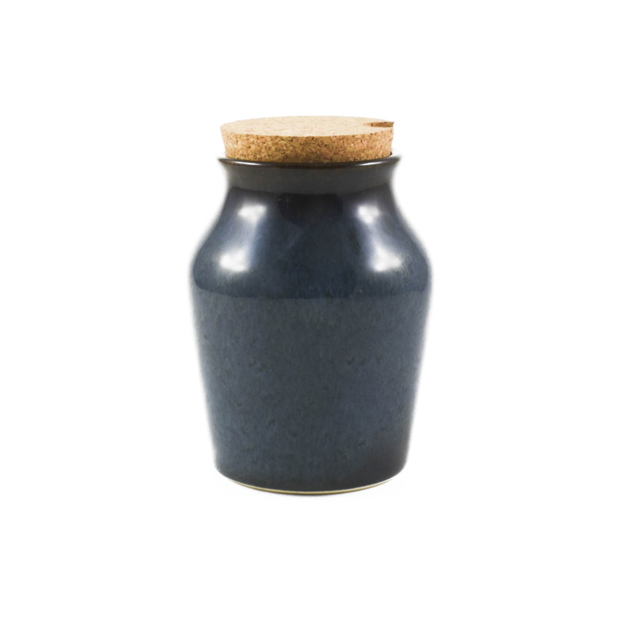 Blue Glaze Salt Pot with Cork Lid