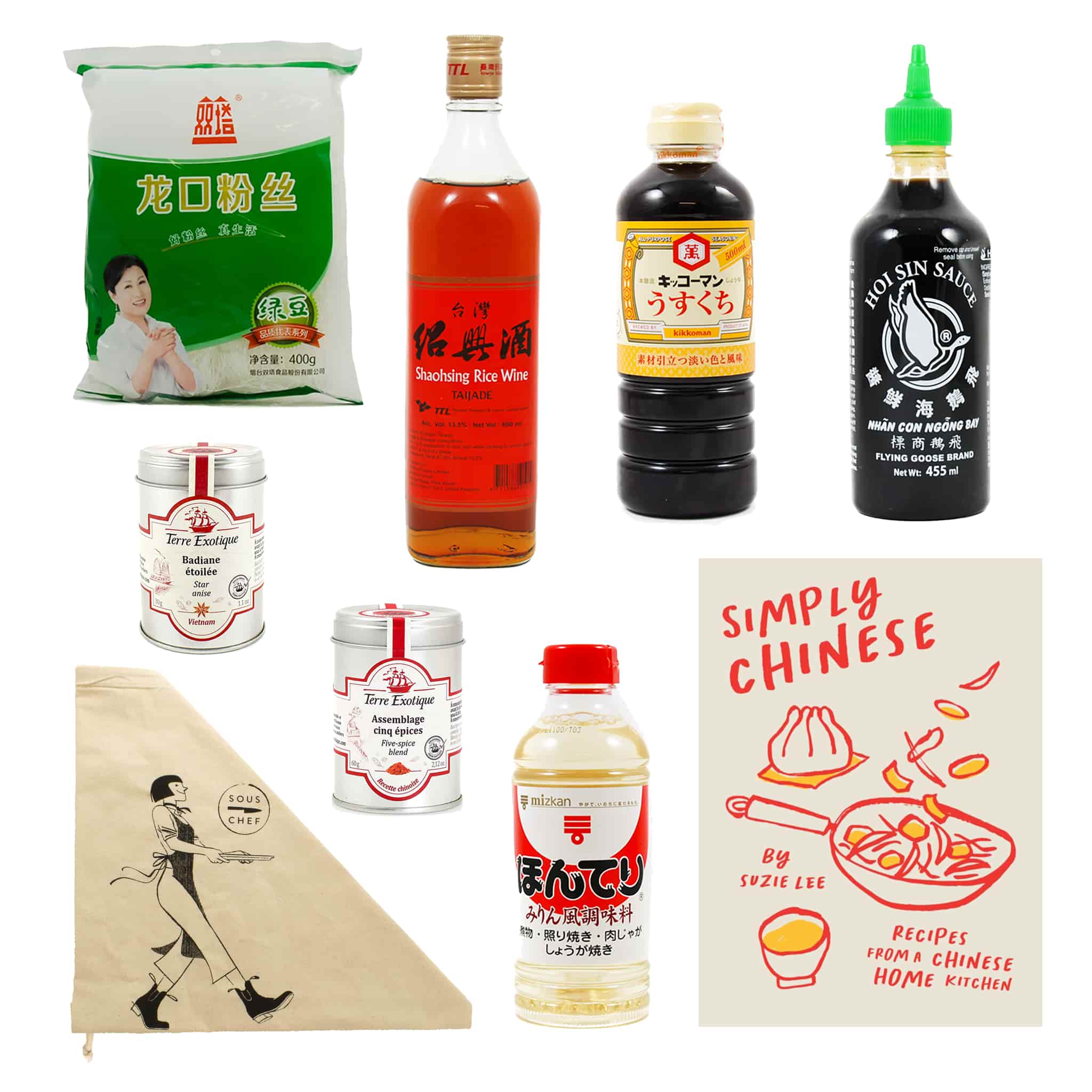 Simply Chinese Cookbook & Ingredients Set with Shaoxing Wine