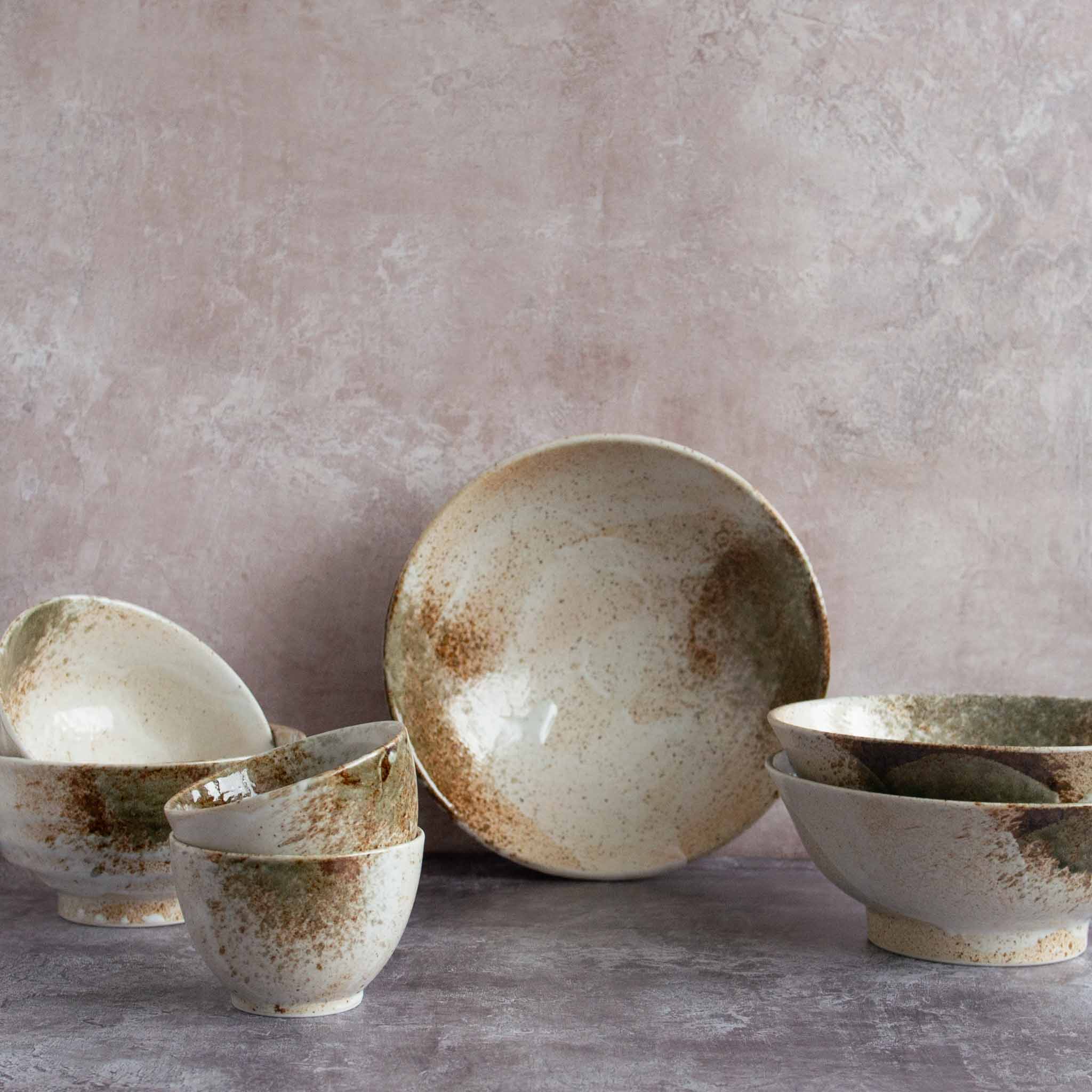 Kiji Stoneware & Ceramics Large Yukishino Matcha Bowl Tableware Japanese Tableware Japanese Food